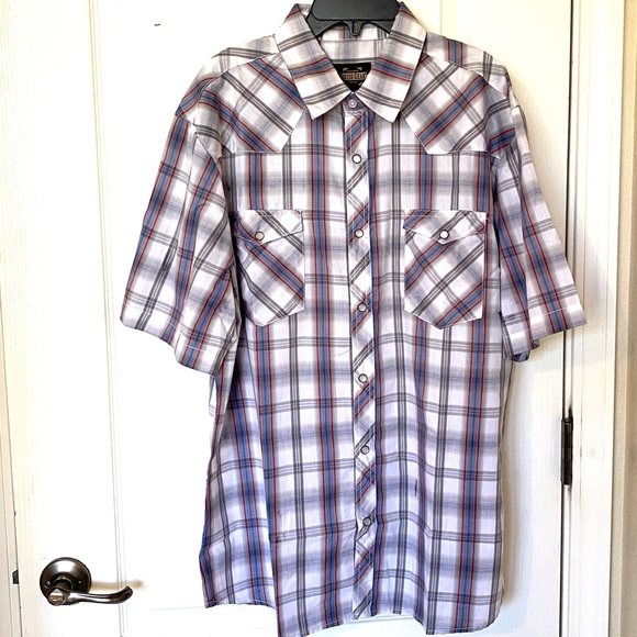 Guide Gear Other - Guide Gear Men's Western Shirt Short Sleeve Rodeo Farm Plaid Shirt